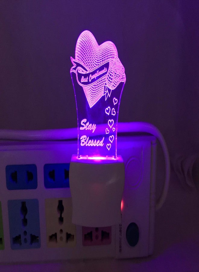 UKANI® 3D Heart with Stay Blessed Writing Acrylic Night Lamp with 7 Color Changing Light (Size3 Inch) - Image 4