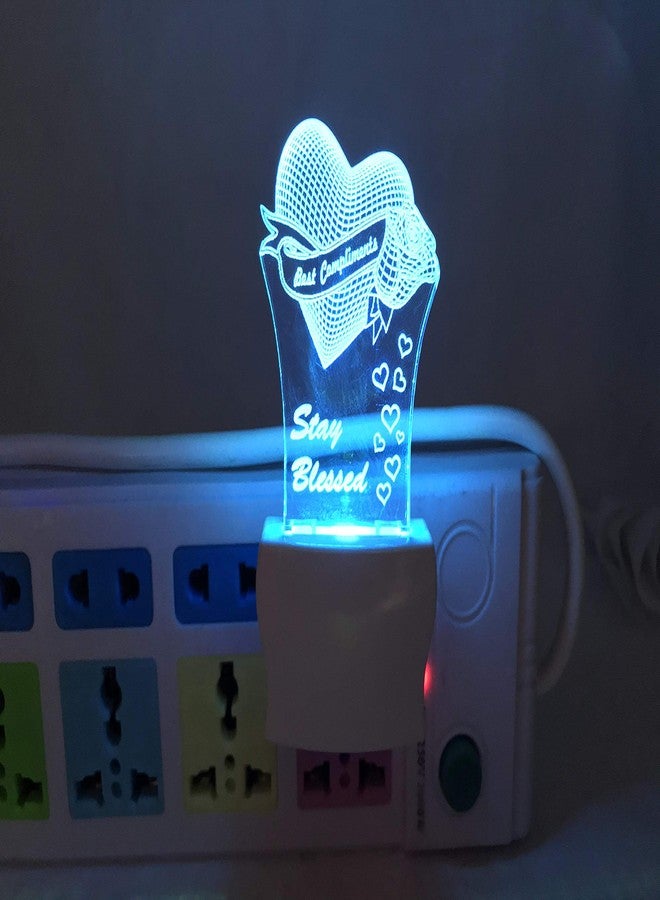 UKANI® 3D Heart with Stay Blessed Writing Acrylic Night Lamp with 7 Color Changing Light (Size3 Inch) - Image 3