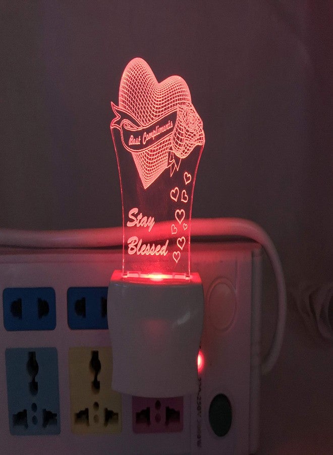 UKANI® 3D Heart with Stay Blessed Writing Acrylic Night Lamp with 7 Color Changing Light (Size3 Inch) - Image 5