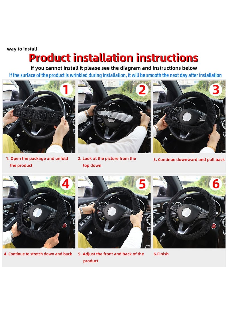 Generic Car Steering Wheel Cover Ice Silk Stretch Breathable Non-slip Steering Wheel Cover For Easy Installation And Removal Universal Automobile Interior Accessories(Black) - Image 4
