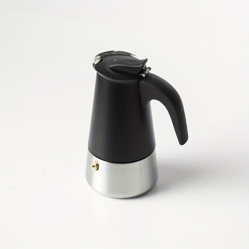Sophisticated Matte Black Finish 9 Cup Moka Pot Italian Espresso Maker Stainless Steel Base - Image 2