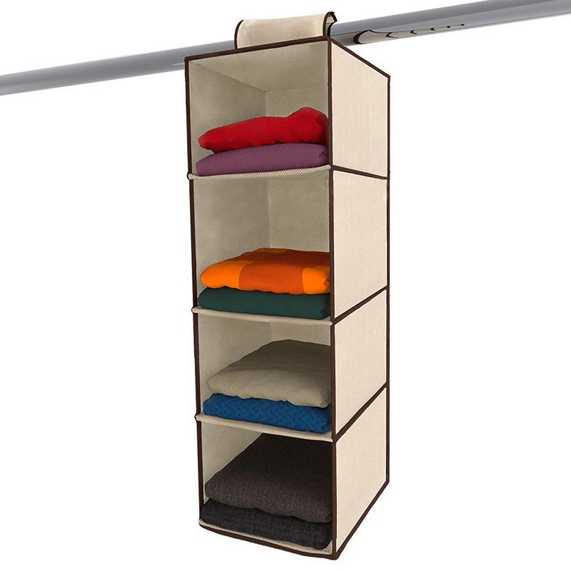 FosCadit Multi Layer Wardrobe Cloth Hanging 4Shelf Closet Cloth Organizer 30x30x80cm Multicolor - Image 1