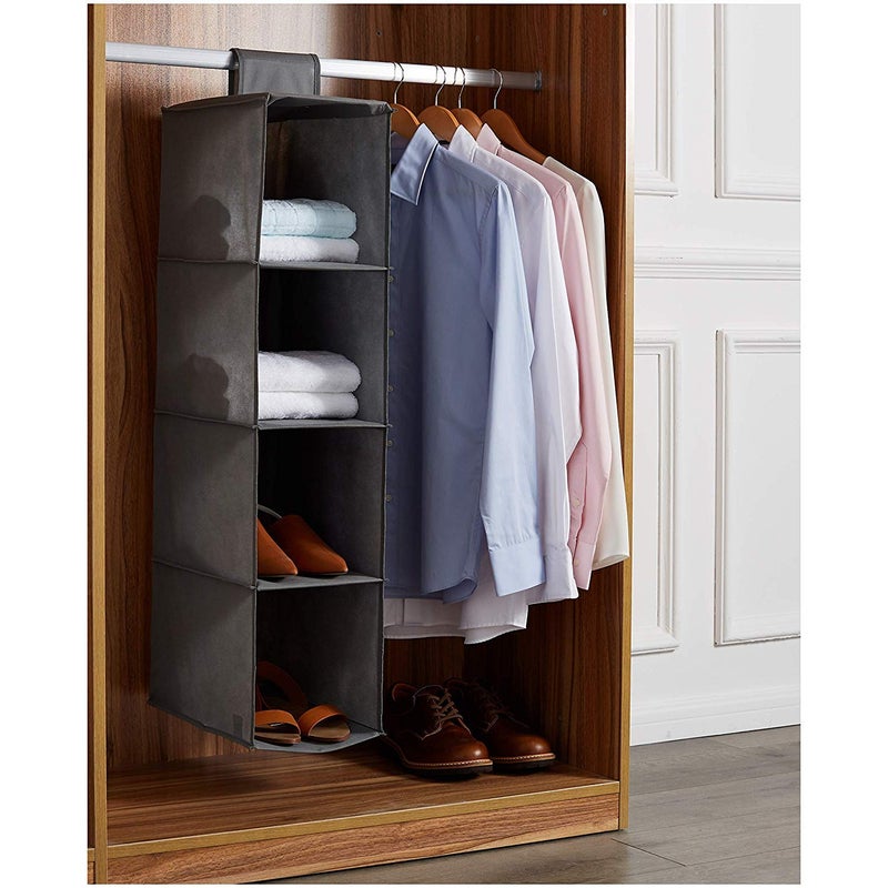 FosCadit Multi Layer Wardrobe Cloth Hanging 4Shelf Closet Cloth Organizer 30x30x80cm Multicolor - Image 4