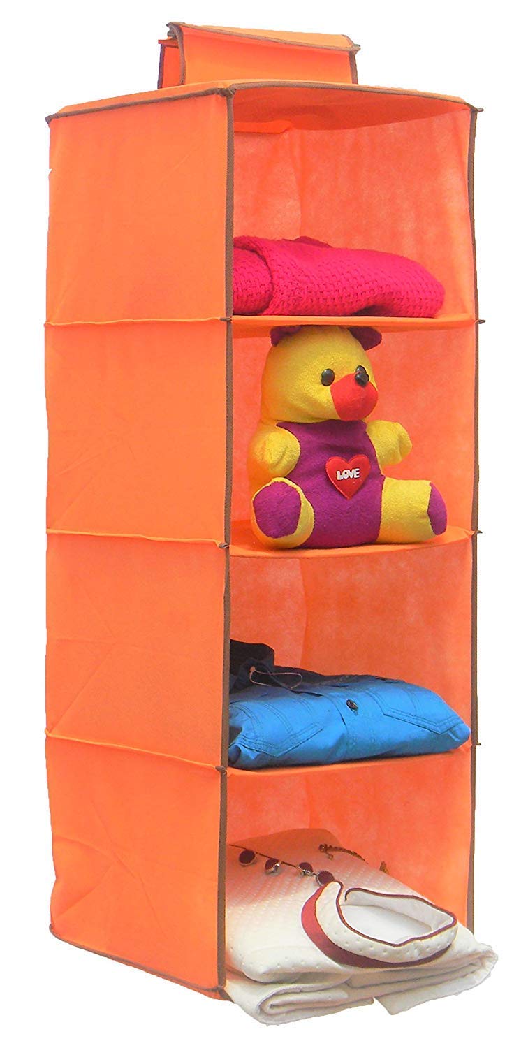 FosCadit Multi Layer Wardrobe Cloth Hanging 4Shelf Closet Cloth Organizer 30x30x80cm Multicolor - Image 5