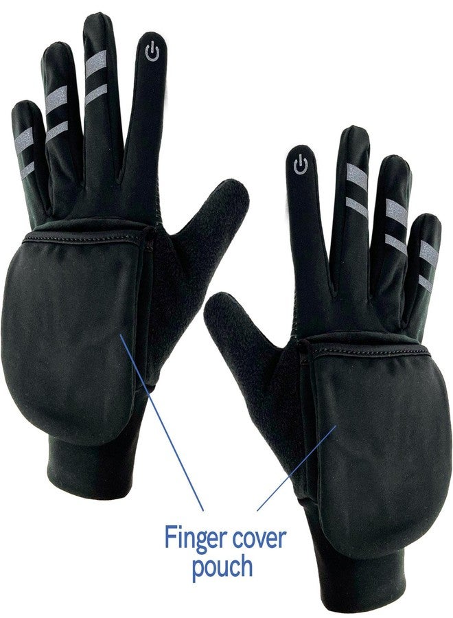 Zensah Convertible Running Mittens and Gloves - Warm Touchscreen Cold Winter Gloves for Women and Men (Black, Small) - Image 4