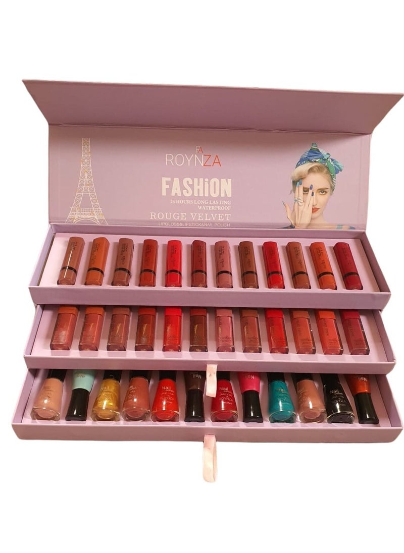 ROYNZA - Lipstick dry and lipstick liquid and nail polish setMulticolored - Image 1
