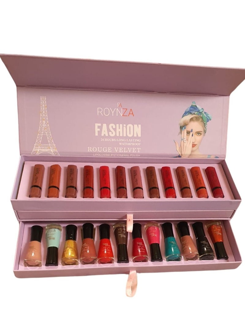 ROYNZA - Lipstick dry and lipstick liquid and nail polish setMulticolored - Image 1