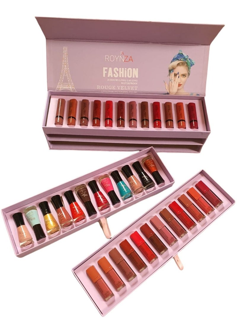 ROYNZA - Lipstick dry and lipstick liquid and nail polish setMulticolored - Image 1