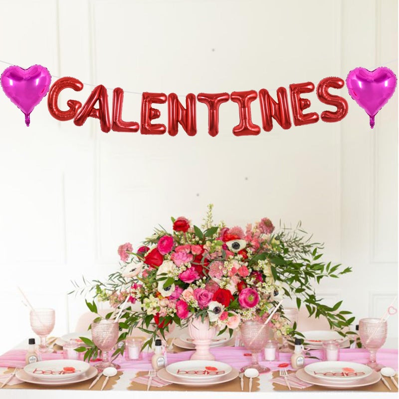 TONIFUL 16 Inch Red Galentines Letter Balloons Valentineâ€™s Day Foil Alphabet Balloons Banner for Valentine's Day Wedding Bridal Shower Anniversary Engagement Ladies Girls Party Supplies - Image 4