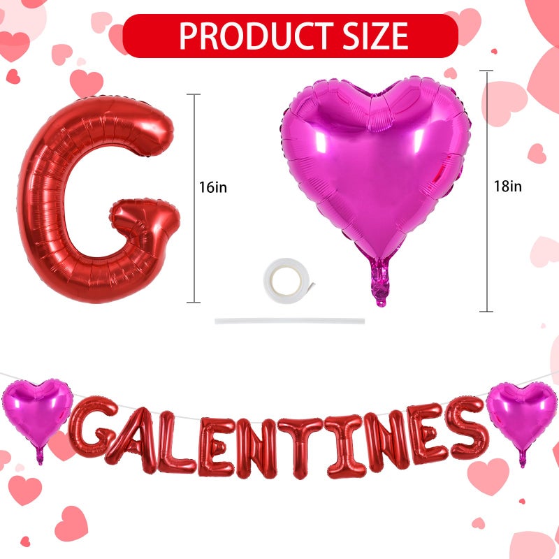 TONIFUL 16 Inch Red Galentines Letter Balloons Valentineâ€™s Day Foil Alphabet Balloons Banner for Valentine's Day Wedding Bridal Shower Anniversary Engagement Ladies Girls Party Supplies - Image 2