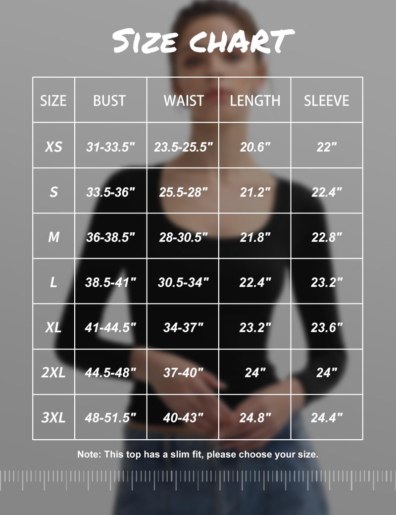PUMIEY Women's Long Sleeve T Shirts Scoop Neck Slim Fit Going Out Tops Double Lined Basic Tee, Jet Black Large - Image 3