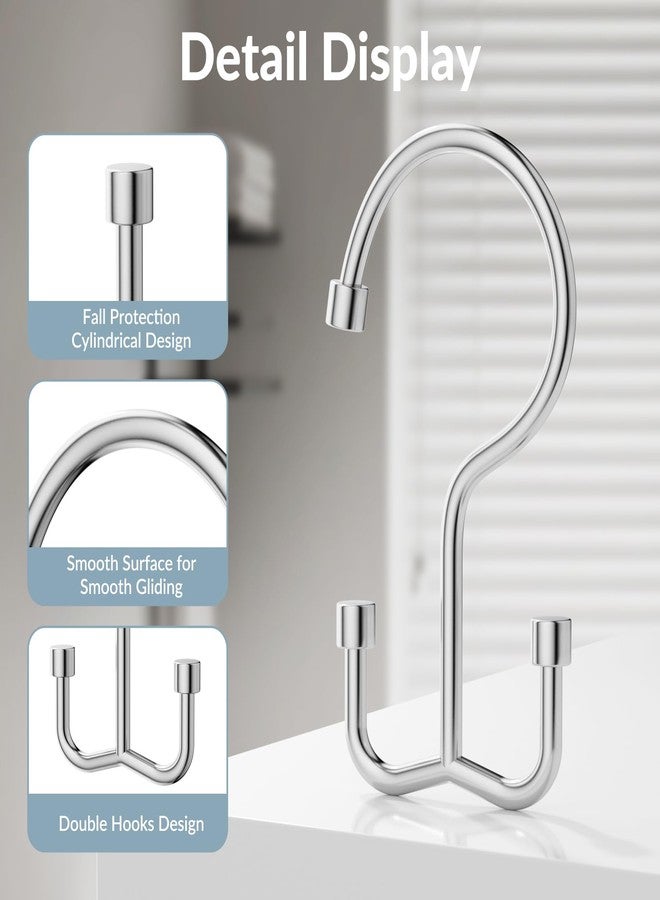 OEH Shower Curtain Hooks, 12 Pcs Shower Curtain Rings, Durable Silver Shower Curtain Hooks Rust Proof, Shower Rings for Curtain, Free Sliding Anti-Drop Double Shower Hooks for Shower Curtain, Chrome - Image 4