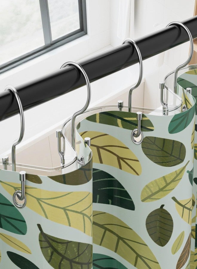 OEH Shower Curtain Hooks, 12 Pcs Shower Curtain Rings, Durable Silver Shower Curtain Hooks Rust Proof, Shower Rings for Curtain, Free Sliding Anti-Drop Double Shower Hooks for Shower Curtain, Chrome - Image 2