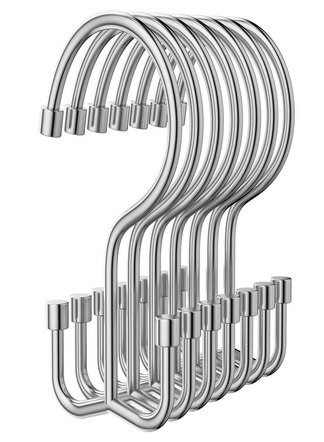 OEH Shower Curtain Hooks, 12 Pcs Shower Curtain Rings, Durable Silver Shower Curtain Hooks Rust Proof, Shower Rings for Curtain, Free Sliding Anti-Drop Double Shower Hooks for Shower Curtain, Chrome - Image 1