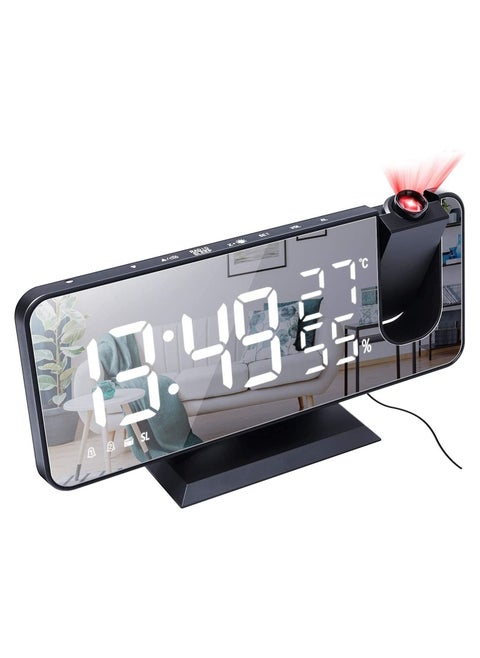 Projection Alarm Clock for Bedroom Ceiling Digital Radio Alarm Clock with USB Phone Charger Dual Alarm Clock with 2 Alarm Sounds 4 Dimmer 180° Rotable LED Screen Alarm Clock