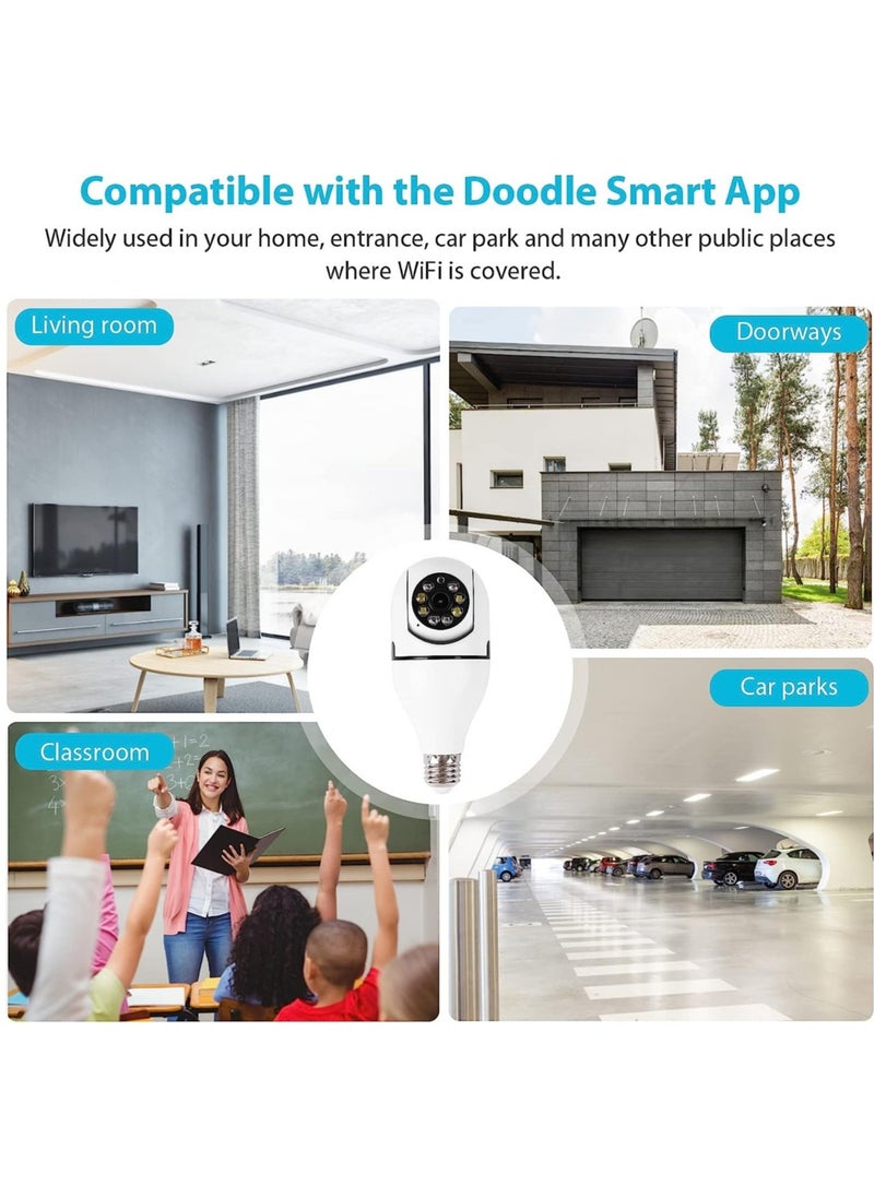 ELTRAZONE - 1080P Wireless Tovnet Wifi Pan/Tilt Light Bulb Security Camera, 360 Degrees 3.0MP Cam Home Surveillance CCTV Panoramic IP Camera, with Night Vision, Two Way Audio, Smart Motion Detection - Image 1