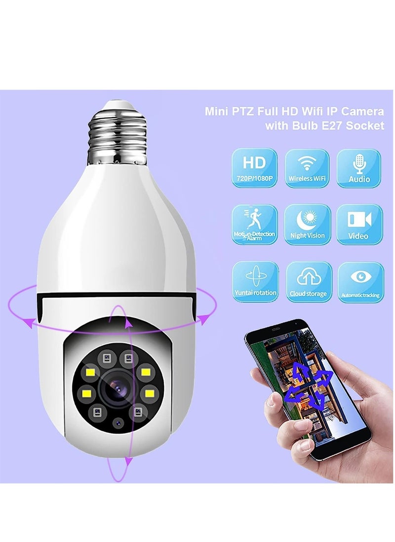 ELTRAZONE - 1080P Wireless Tovnet Wifi Pan/Tilt Light Bulb Security Camera, 360 Degrees 3.0MP Cam Home Surveillance CCTV Panoramic IP Camera, with Night Vision, Two Way Audio, Smart Motion Detection - Image 1
