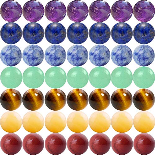 Cmidy 7 Chakra Natural Stone Beads Mixed 100pcs 8mm Round Genuine Real Stone Beading Loose Gemstone Amethyse Color DIY Smooth Beads for Bracelet Necklace Earrings Jewelry Making - Image 1