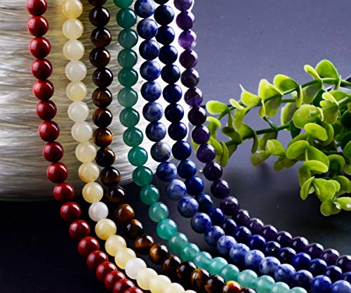 Cmidy 7 Chakra Natural Stone Beads Mixed 100pcs 8mm Round Genuine Real Stone Beading Loose Gemstone Amethyse Color DIY Smooth Beads for Bracelet Necklace Earrings Jewelry Making - Image 2