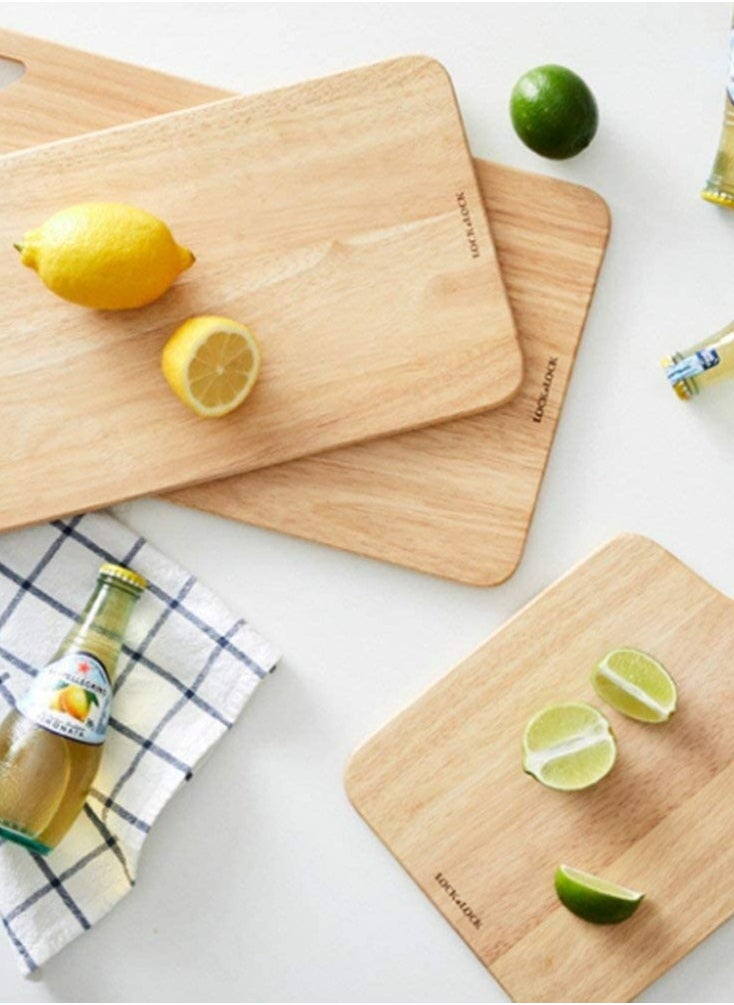 LOCK & LOCK LocknLock Small Wooden Cutting Board - Durable Natural Rubber Wood with Hanging Hole  - Image 3