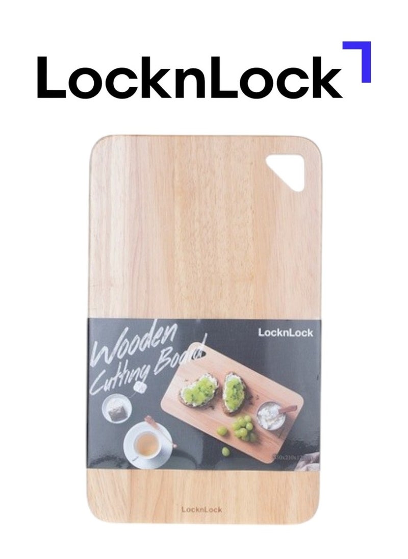 LOCK & LOCK LocknLock Small Wooden Cutting Board - Durable Natural Rubber Wood with Hanging Hole  - Image 1