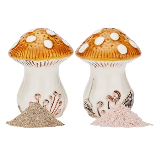 Fungi Fun Ceramic Mushroom Salt and Pepper Shakers Set Cute and Decorative Salt and Pepper Shakers for Mushroom Kitchen Decor Unique HandPainted Spice Containers for Table or Countertop - Image 1