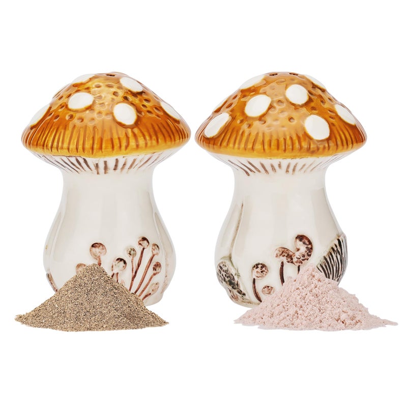 Fungi Fun Ceramic Mushroom Salt and Pepper Shakers Set Cute and Decorative Salt and Pepper Shakers for Mushroom Kitchen Decor Unique HandPainted Spice Containers for Table or Countertop - Image 2