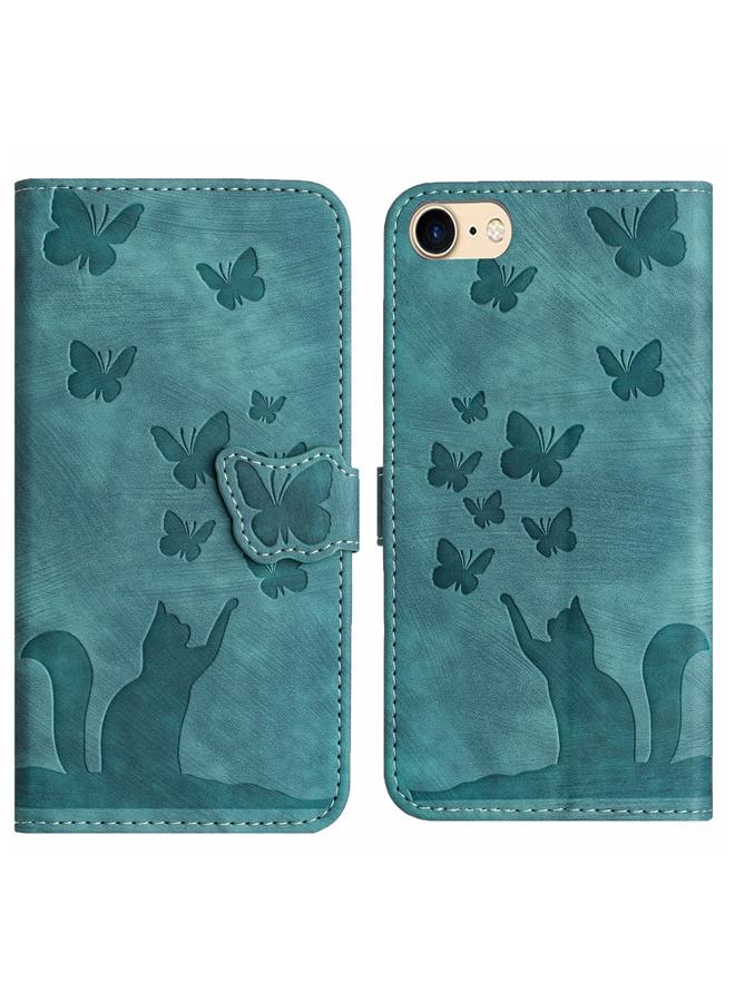 S-TOP Case For iPhone SE 2022 / 2020 / 8 / 7 Butterfly Cat Embossing Flip Leather Phone Case - Image 1