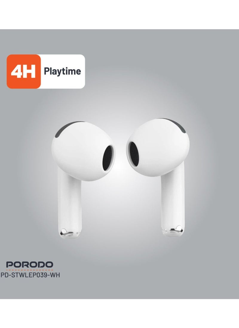 porodo - Soundtec Glimpse Earbuds with Touch Display, TWS, Portable, Bluetooth 5.4, 4 Hours Playtime, 300mAh Battery Capacity, Touch Controls - White - Image 1