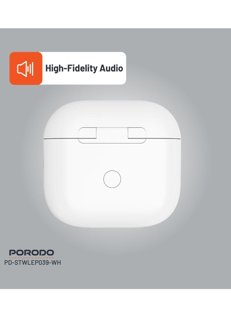 porodo - Soundtec Glimpse Earbuds with Touch Display, TWS, Portable, Bluetooth 5.4, 4 Hours Playtime, 300mAh Battery Capacity, Touch Controls - White - Image 1