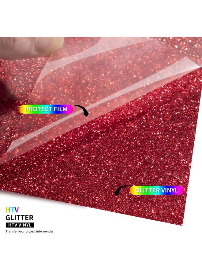 TransWonder Red Glitter HTV Glitter Heat Transfer Vinyl 12inx5ft Glitter HTV Vinyl Iron on Vinyl for Cricut T Shirts (Red) - Image 3