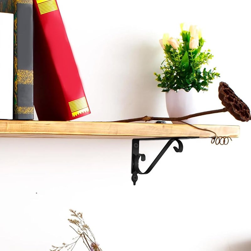 Heavy Duty Wall Mounted Triangle Shelf Brackets 2 Sets With Screws Black - Image 5