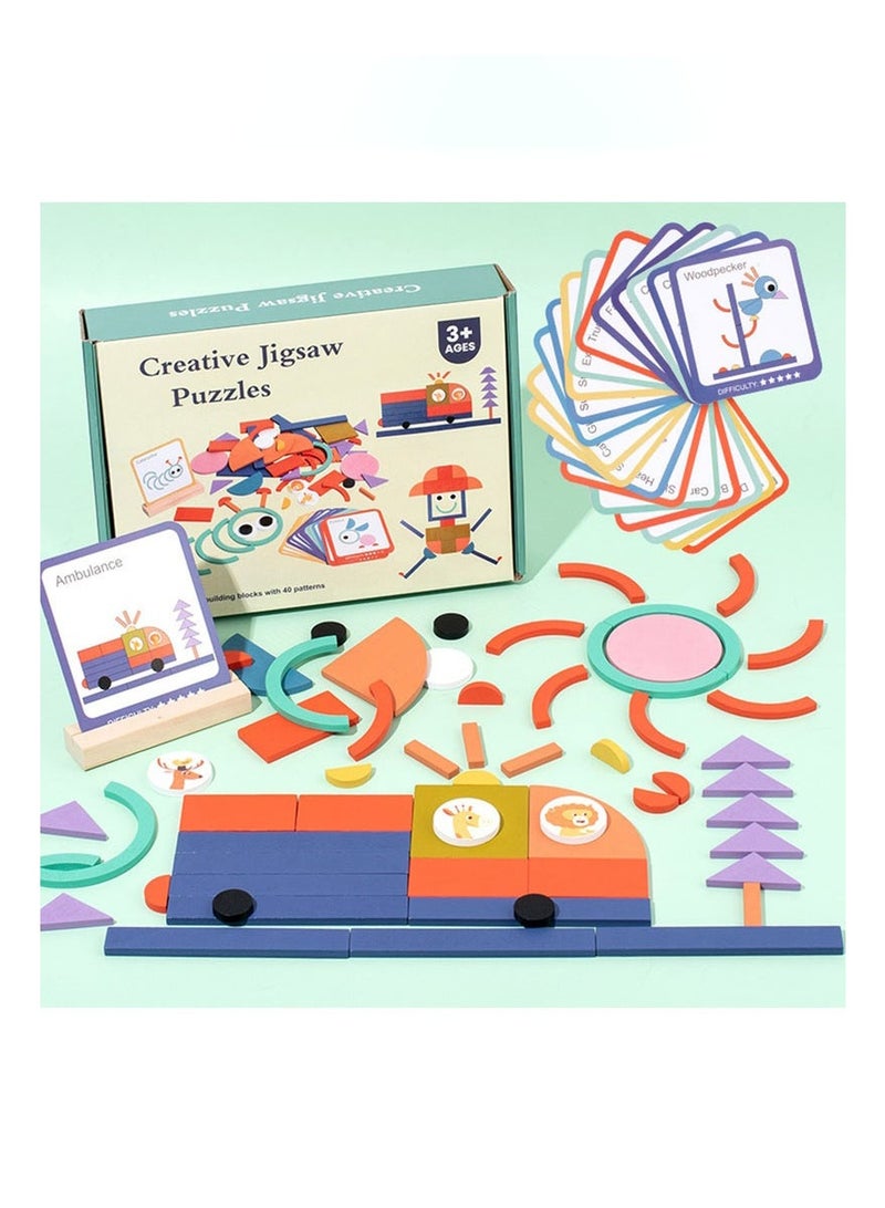 100-Piece Children's Wooden Creative Puzzle Building Blocks, Versatile Building Blocks And Educational Toys - Image 1