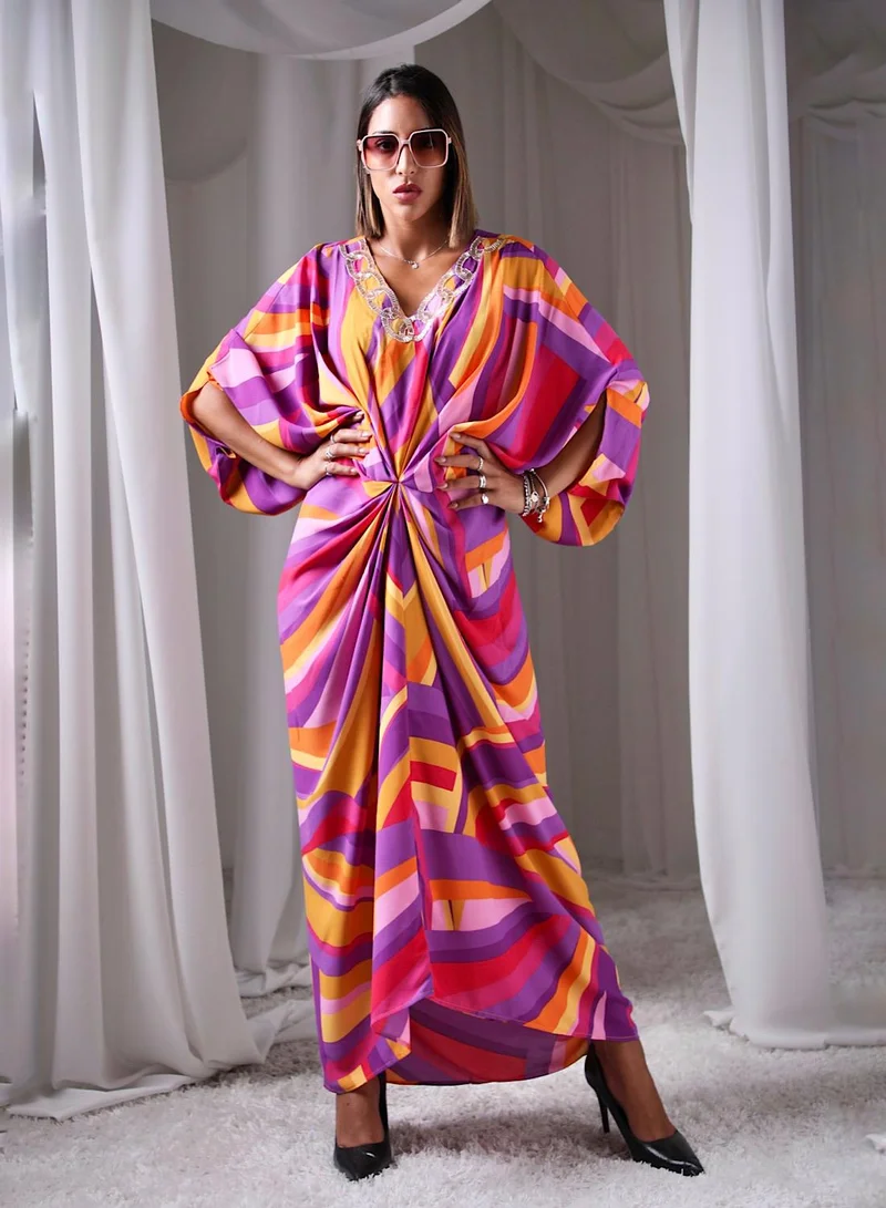 ECSTACY Printed Drape Dress