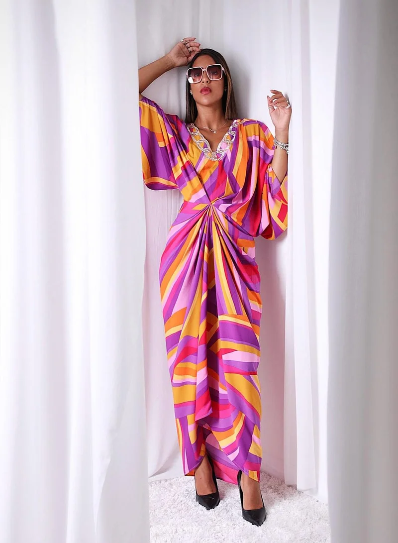 ECSTACY Printed Drape Dress