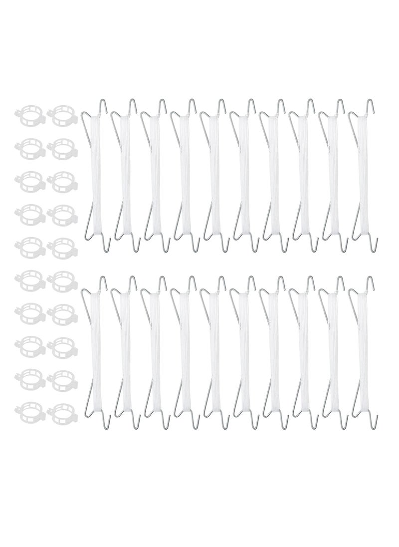 SYOSI 20Pcs Tomato Support Hooks & Clips, J Hook Clips to Prevent Tomatoes Falling Off Iron Plant Climbing Hooks with 33ft Rope