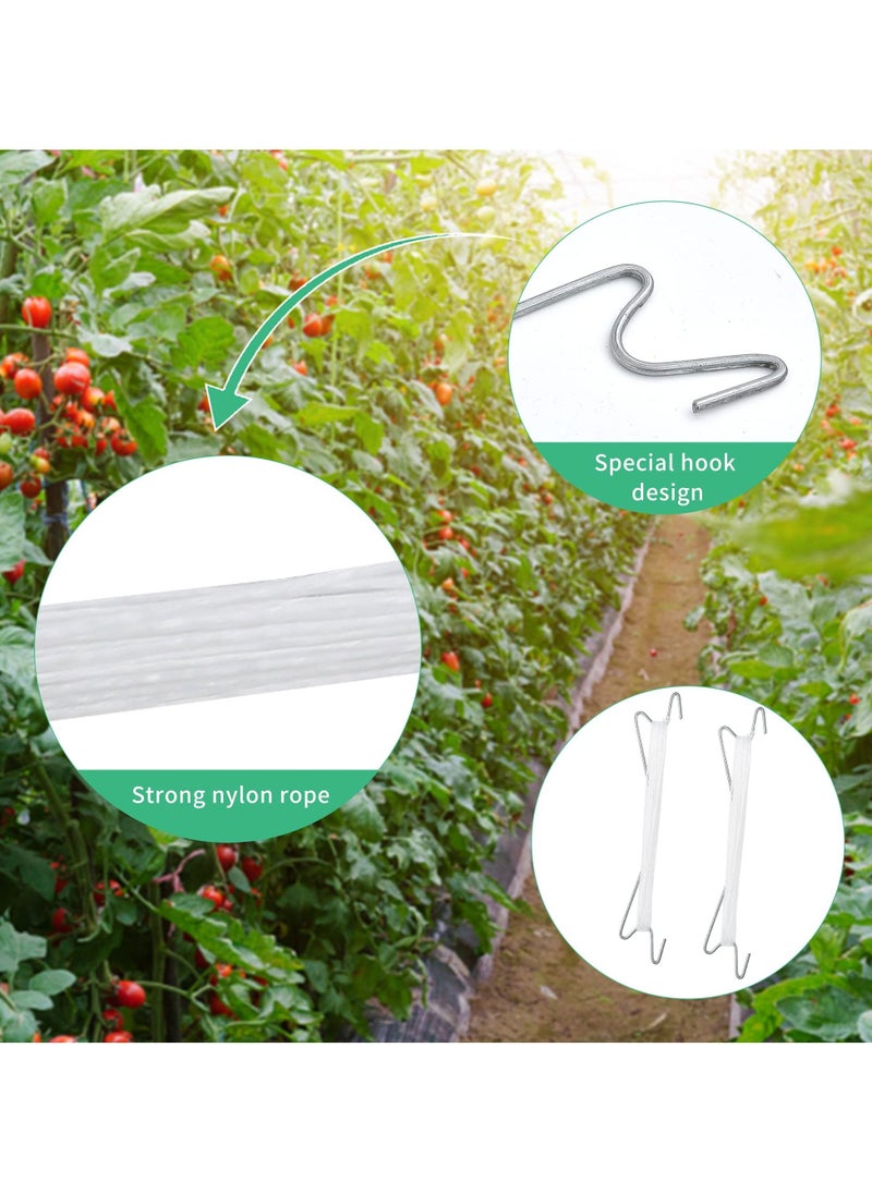 SYOSI 20Pcs Tomato Support Hooks & Clips, J Hook Clips to Prevent Tomatoes Falling Off Iron Plant Climbing Hooks with 33ft Rope