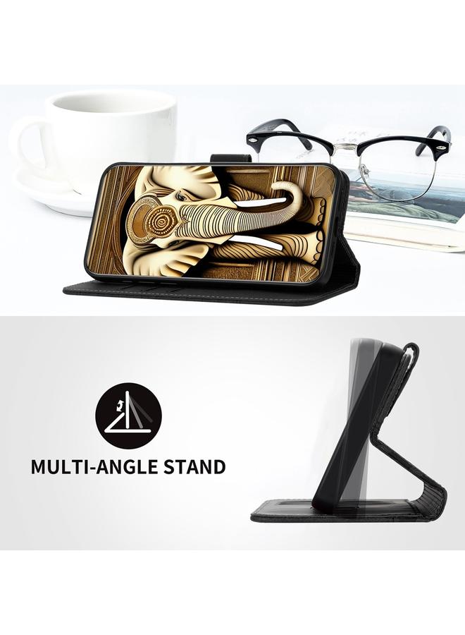 S-TOP Case For iPhone 16 YX0060 Elephant Head Embossed Phone Leather Case with Lanyard - Image 4