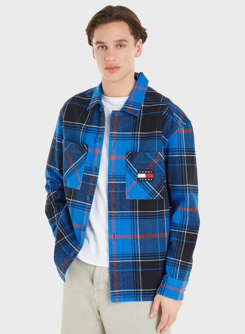 TOMMY JEANS Brushed Check Overshirt Fit Shirt