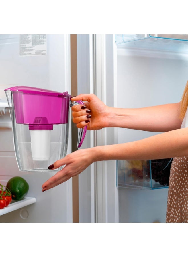 Aquaphor AQUAPHOR Smile Water Filter Jug 2.9L Cyclamen Pink | Slim, Space-Saving Design | Fits Fridge Door | Includes 1x A5 Filter (350L) | Reduces Limescale, Chlorine & Microplastics  - Image 5