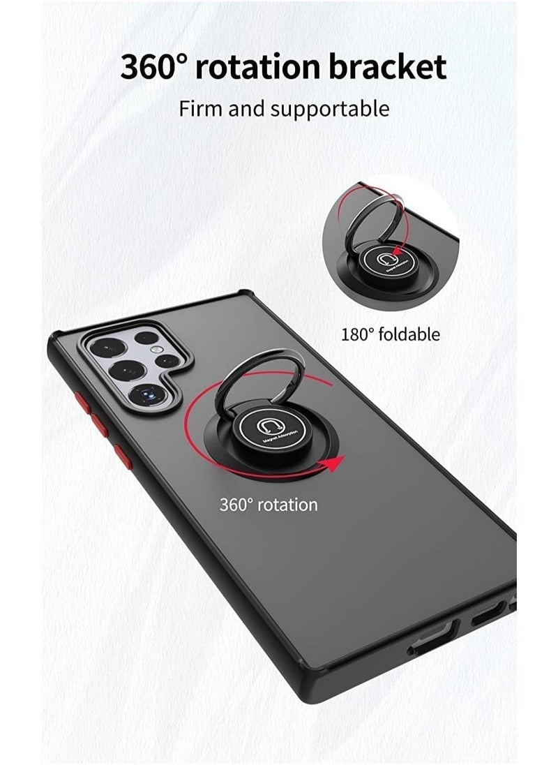 Raxoom Case Cover Metal Ring Holder Grip Kickstand Car Magnetic Mount Shockproof Matte Hard Back Bumper Case for Samsung Galaxy S23 Ultra - Image 5