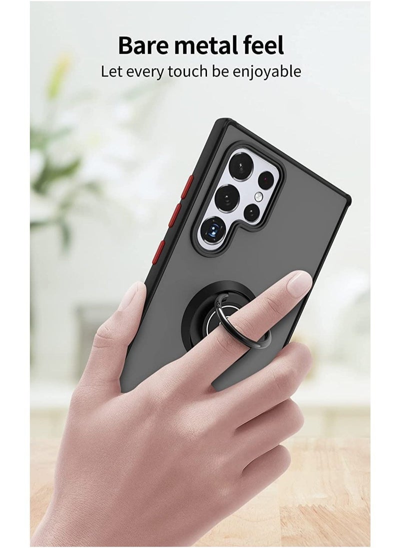 Raxoom Case Cover Metal Ring Holder Grip Kickstand Car Magnetic Mount Shockproof Matte Hard Back Bumper Case for Samsung Galaxy S23 Ultra - Image 3