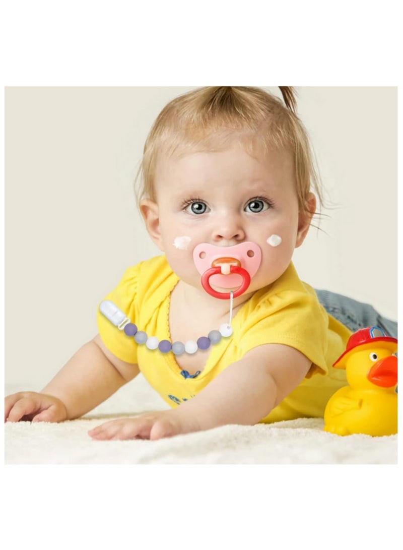 2Pcs Pacifier Clips Chain Silicone Bead BPA Free Dummy Clip Holder Soother Chain Holder For Nipples Toddler Toy Baby Shower Gift (A) - Image 4