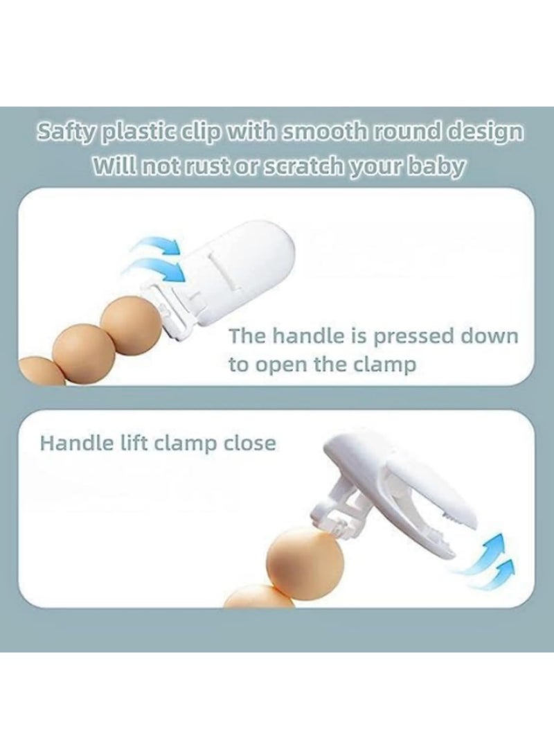 2Pcs Pacifier Clips Chain Silicone Bead BPA Free Dummy Clip Holder Soother Chain Holder For Nipples Toddler Toy Baby Shower Gift (A) - Image 5