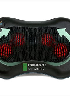 Shiatsu Back and Neck Massager with Heat - Cordless Rechargeable 3D Kneading Deep Tissue Massage Pillow for Chair, Car, Muscle Pain Relief - Black (ZMA-13RB)