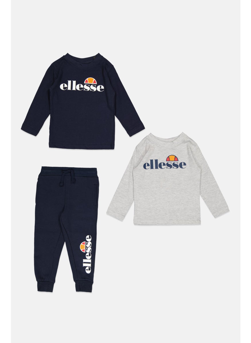 Ellesse Toddlers Boy 3 Pcs Brand Logo Sweatshirt And Sweatpants, Navy  - Image 1