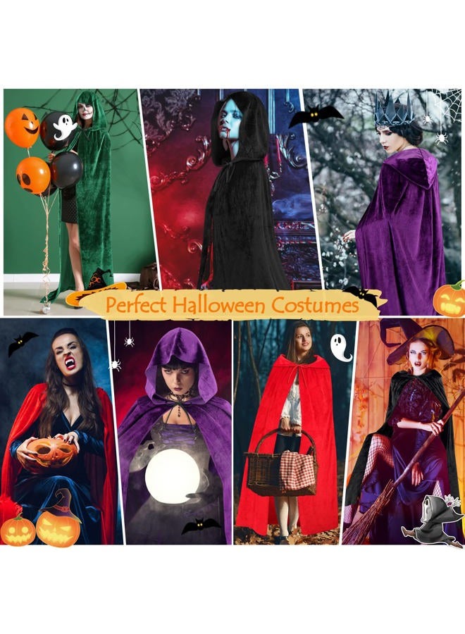 Sarfel Hooded Cloak Velvet Cape with Hood Halloween Capes Women Witch Costume Vampire Cloak Wizard Robe Men Cosplay Costume, Purple, XL - Image 3