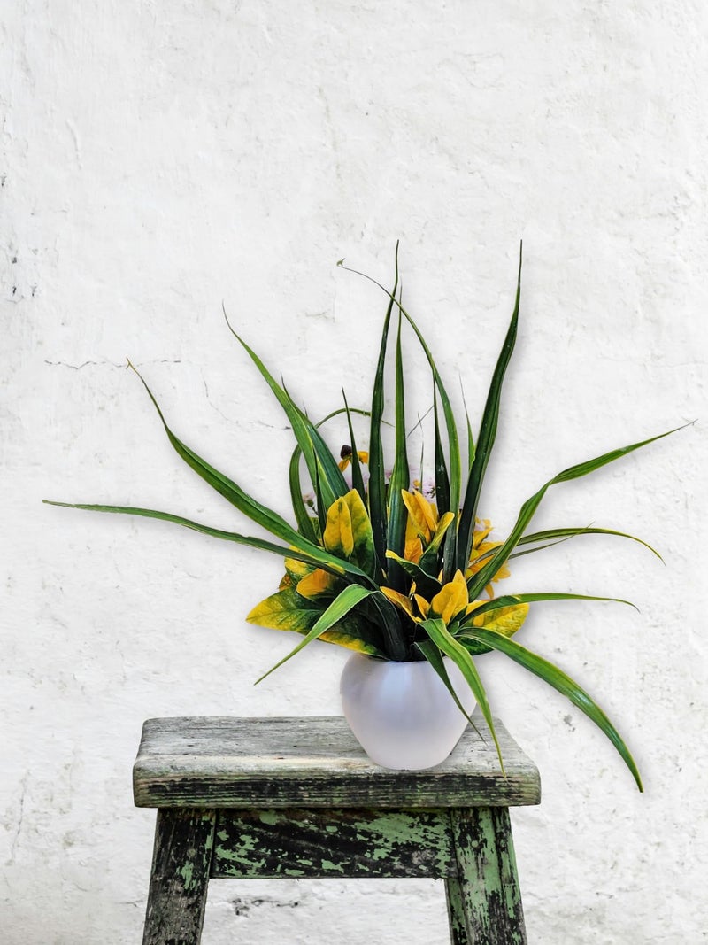 ARTSY® Artificial Plant with Pot for Home Decoration, Artificial Leaves, Flowers, Decorative Showpiece for Table Top Decor, Craft and DIY, Combo, Green, 1 Piece - Image 1