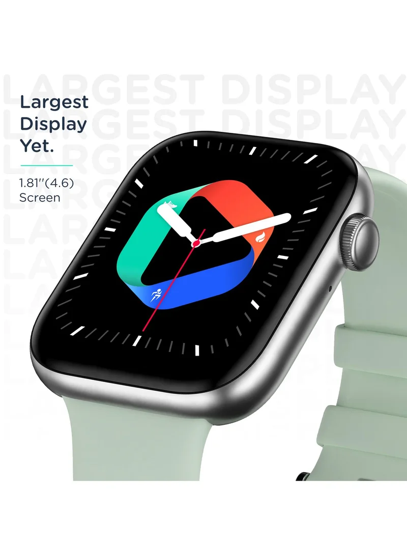 Pebble Cosmos Max 1.81" Smartwatch for Men and Women, Largest Display, Bluetooth Calling, 100+ Sports Modes, HR & SpO2 Monitoring, Built-In Games, Voice Assistant - Mint Green