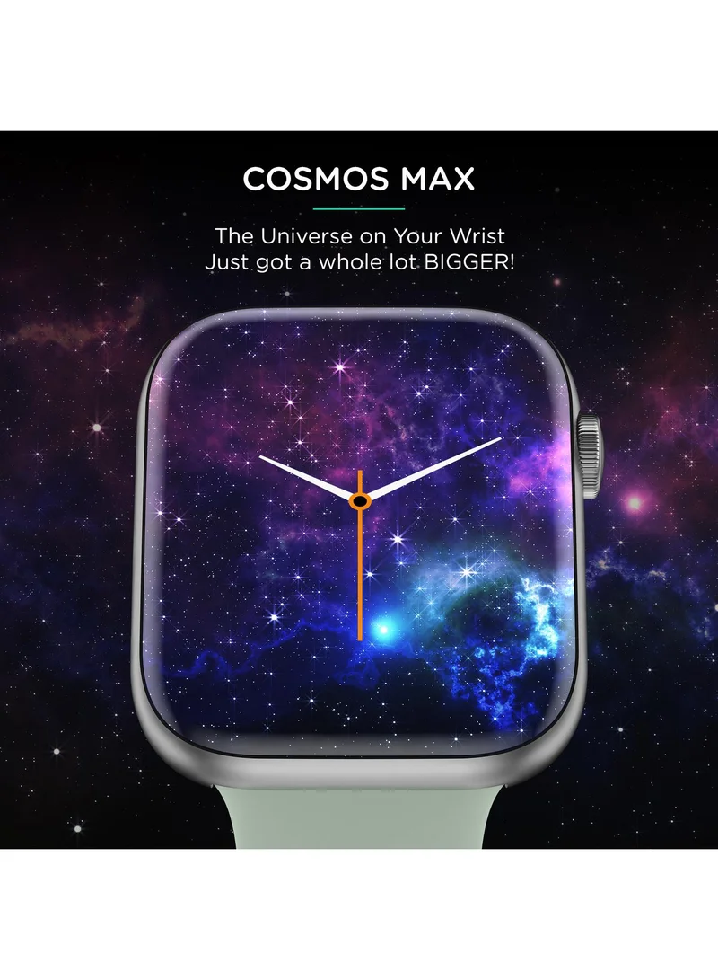 Pebble Cosmos Max 1.81" Smartwatch for Men and Women, Largest Display, Bluetooth Calling, 100+ Sports Modes, HR & SpO2 Monitoring, Built-In Games, Voice Assistant - Mint Green